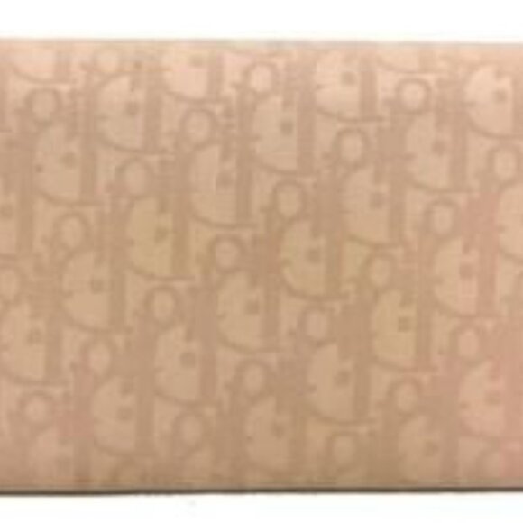 Christian Dior Logo Charm Oblique Trotter Canvas Long Bifold Wallet Pink - Picture 4 of 6